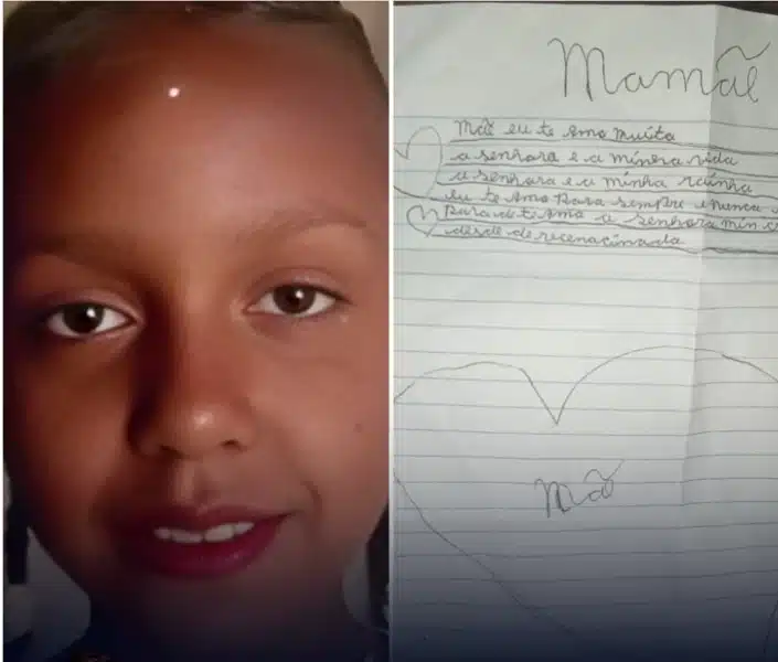 Menina escreveu carta para a mãe antes de partir na casa da avó