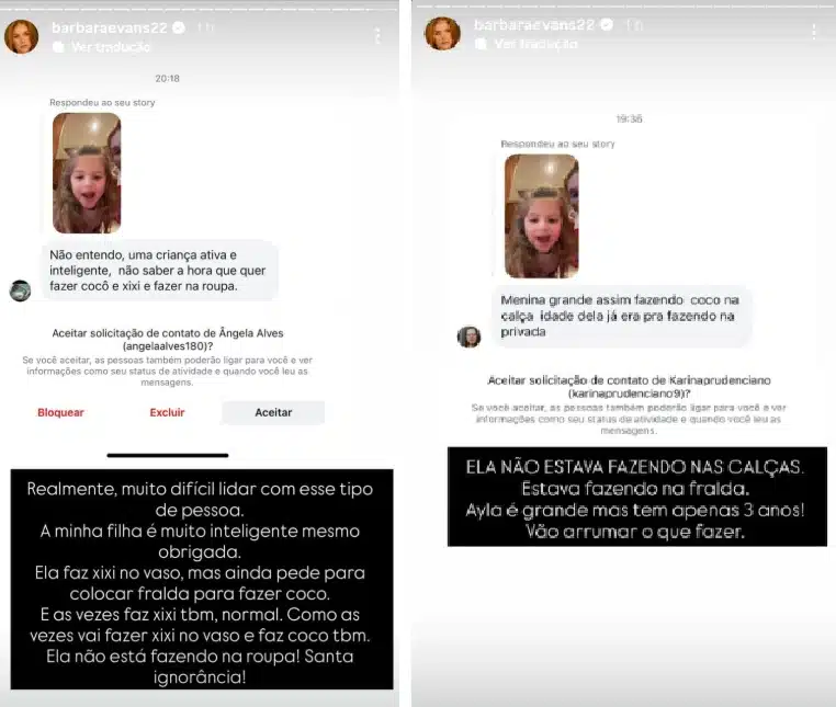 Bárbara Evans rebate críticas sobre educação de sua filha e surpreende