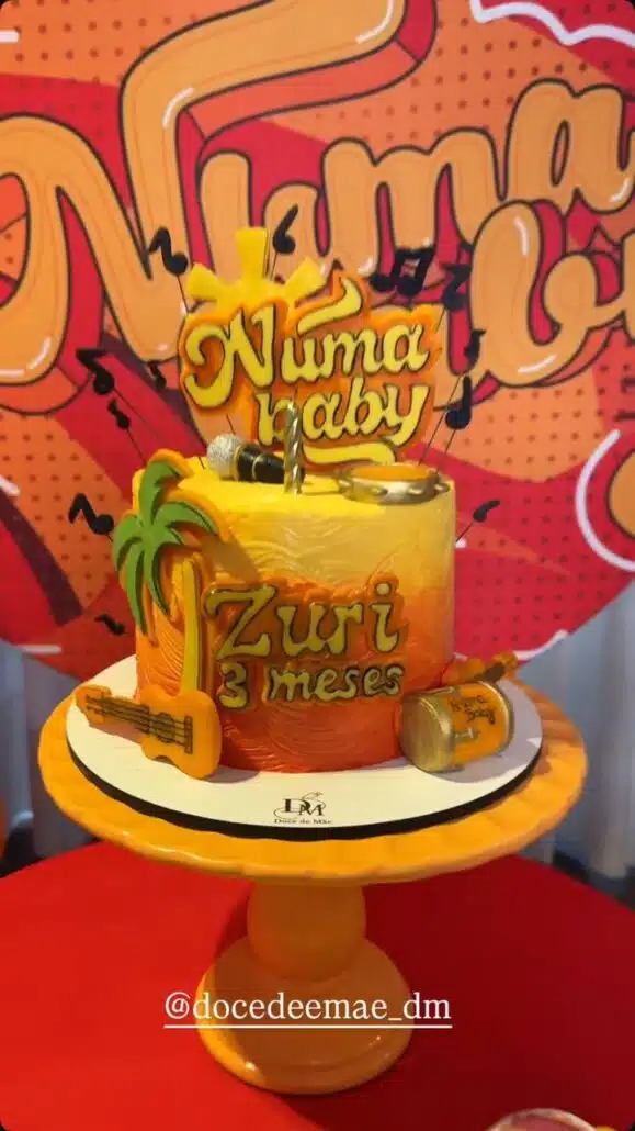 O lindo bolo de 3 meses da Zuri, bebê de Brunna Gonçalves e Lud