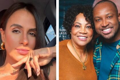 Grávida, Carol Peixinho posa em festa de máscaras e fala da sogra