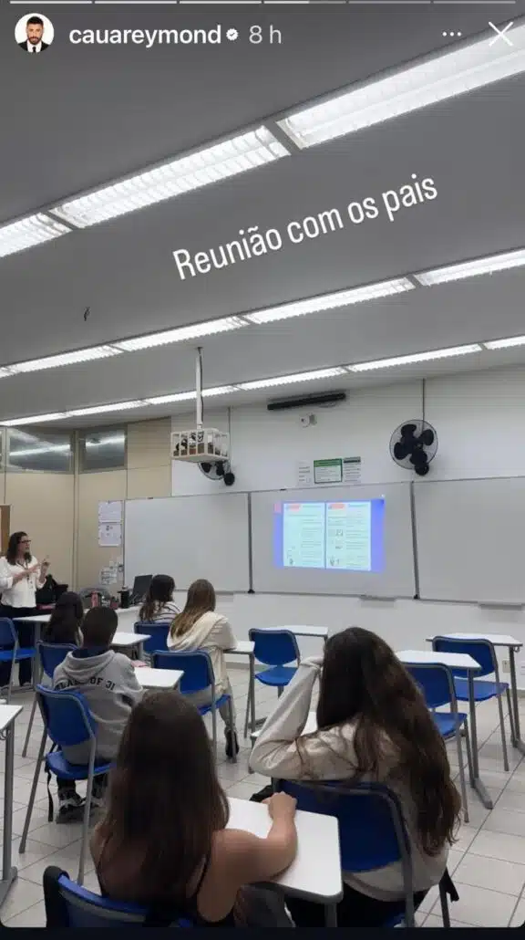 Cauã Reymond mostra reunião de pais na escola da filha com Grazi