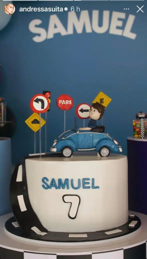 O lindo bolo de Samuel, caçula de Andressa Suita e Gusttavo Lima