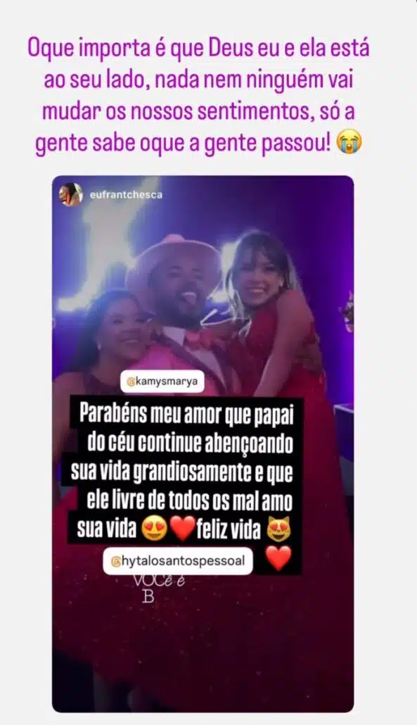 Kamylinha falando do apoio de sua mãe