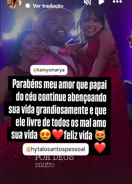 Mãe de Kamylinha parabenizou Hytalo Santos e surpreendeu