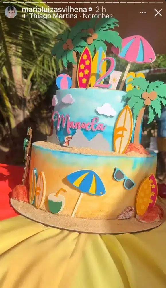 O lindo bolo da festa de 2 anos da filha de Paulinho Vilhena