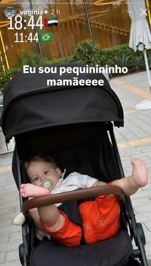O pequeno José Leonardo acomapanhou a mamãe Virgínia Fonseca no passeio