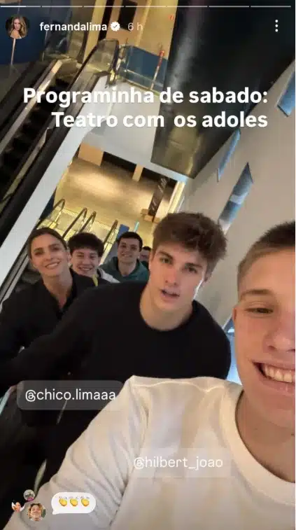 Fernanda Lima surge no teatro com seus filhos gêmeos e impressiona