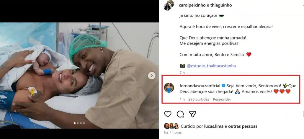 Fernanda Souza falou do nascimento do filho de Thiaguinho