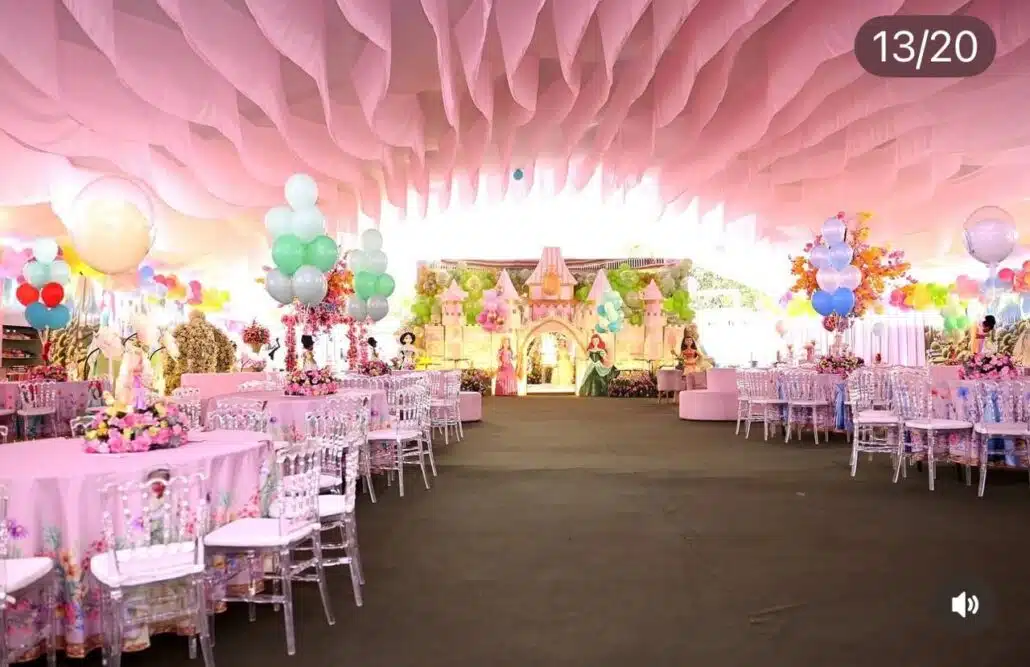 Detalhes da luxuosa decoração da festa da filha de Lore e Léo Santana