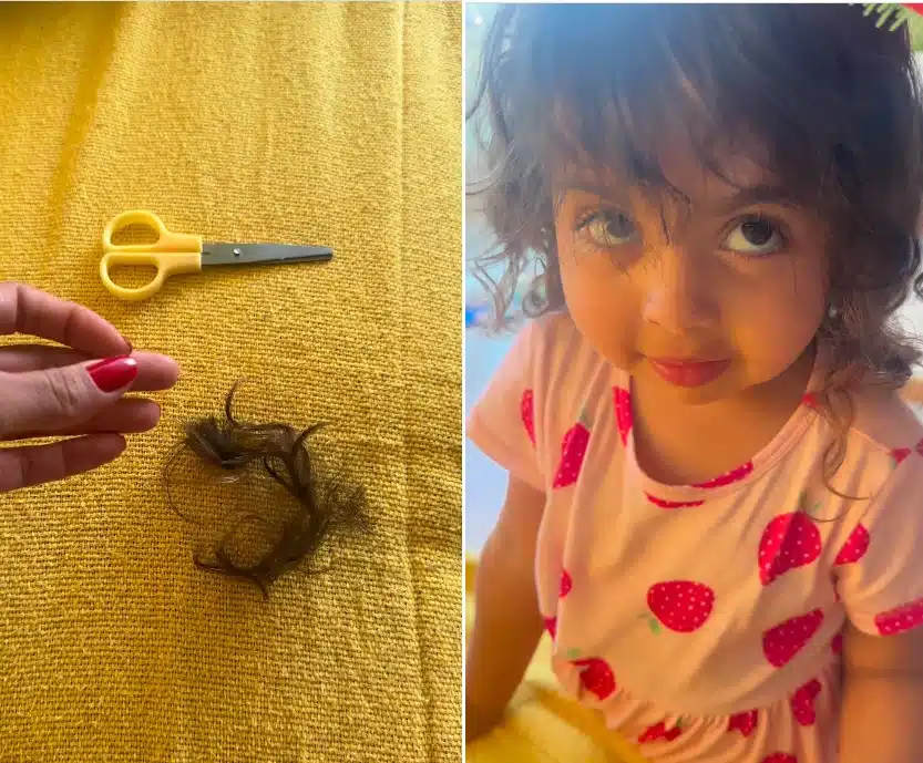 Filha de Tays Reis corta o cabelo sozinha e cantora exibe resultado