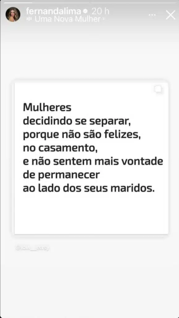 Fernanda Lima faz desabafo misterioso e impressiona