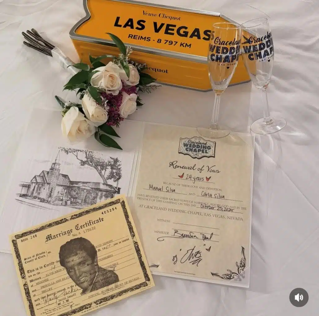 Carla Parez exibe detalhes da renovação dos votos de 24 anos de casados