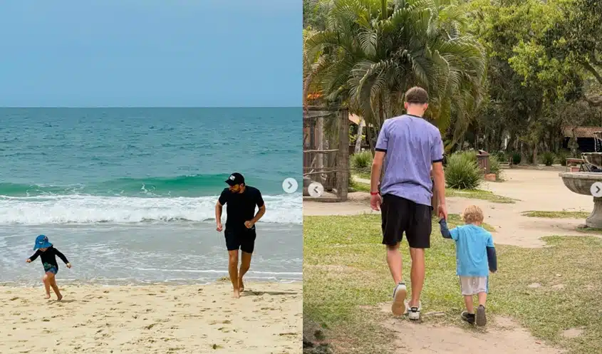 Cássio Reis publica fotos dos filhos com as atrizes Fernanda Vasconcellos e Daniele Winits e impressiona