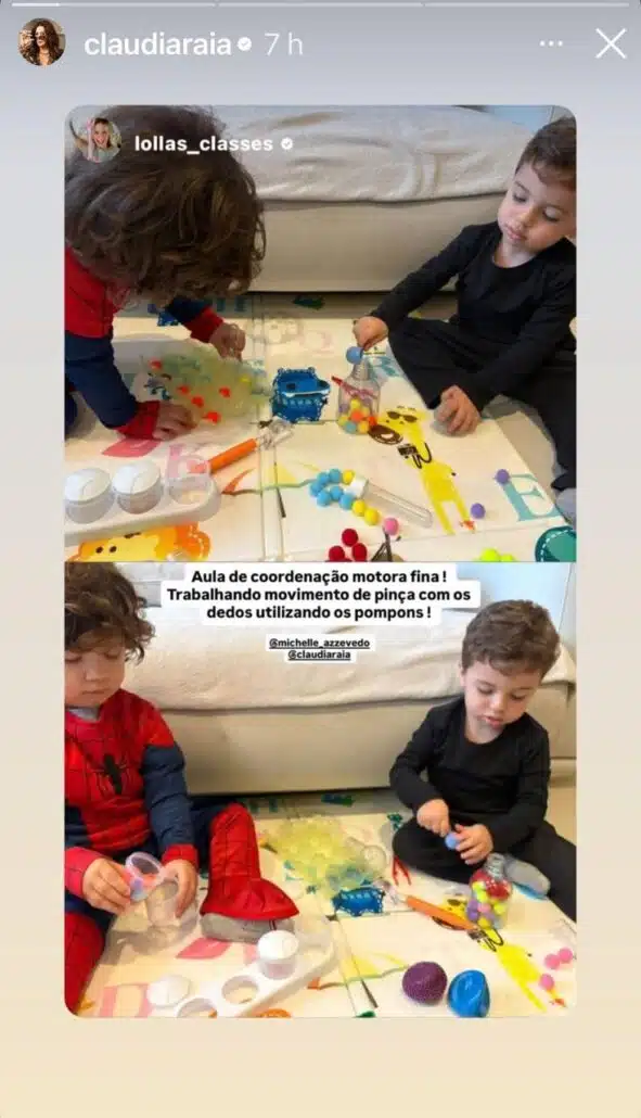 Luca, filho de Claudia Raia e Jarbas, posa em uma de suas aulinhas 