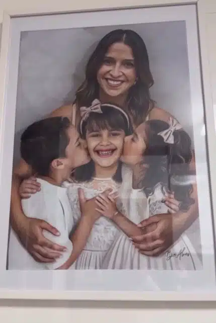 Pintura em que Isabella Nardoni aparece com os irmãos