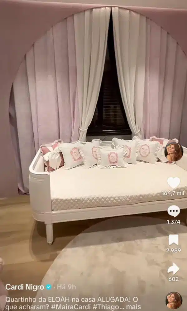 O quarto da bebê de Thiago Nigro ganhou uma cama de apoio