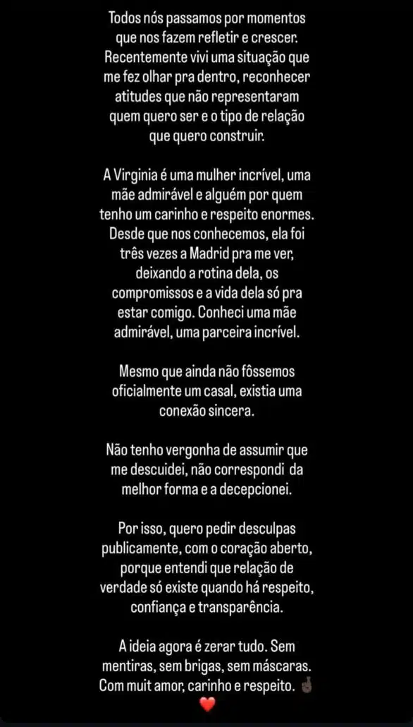 Vini Jr falou de Virgínia Fonseca e desabafou