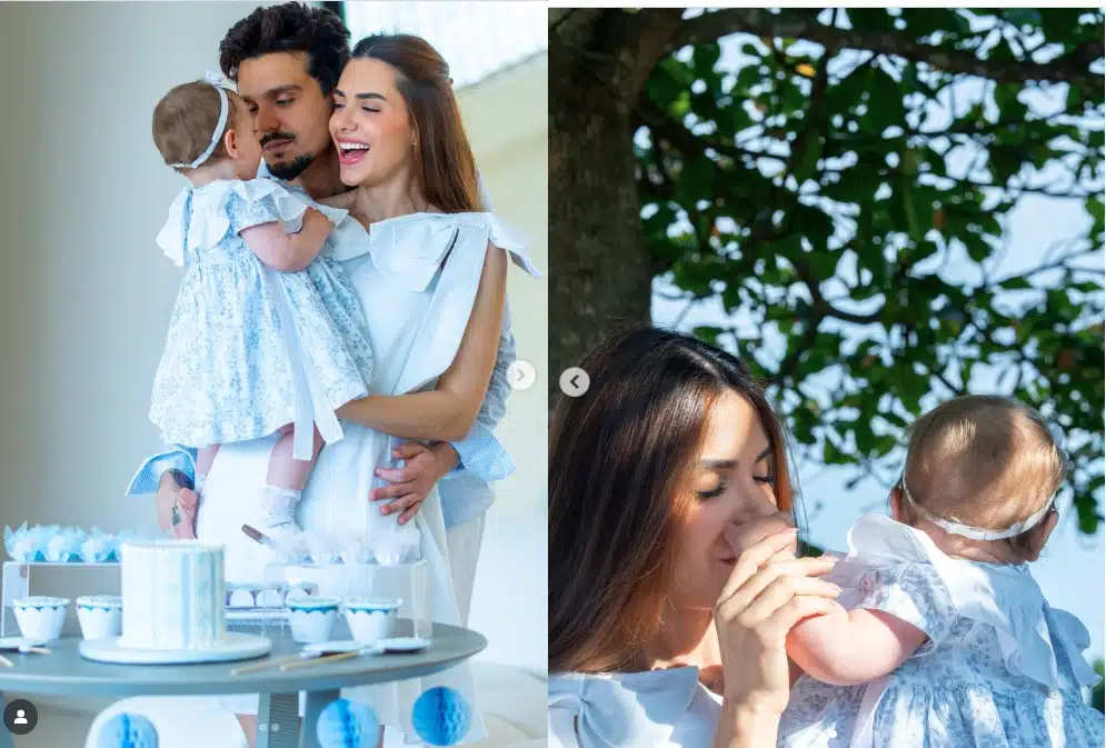 Luan Santana e Jade Magalhães celebram os 11 meses da filha e impressionam