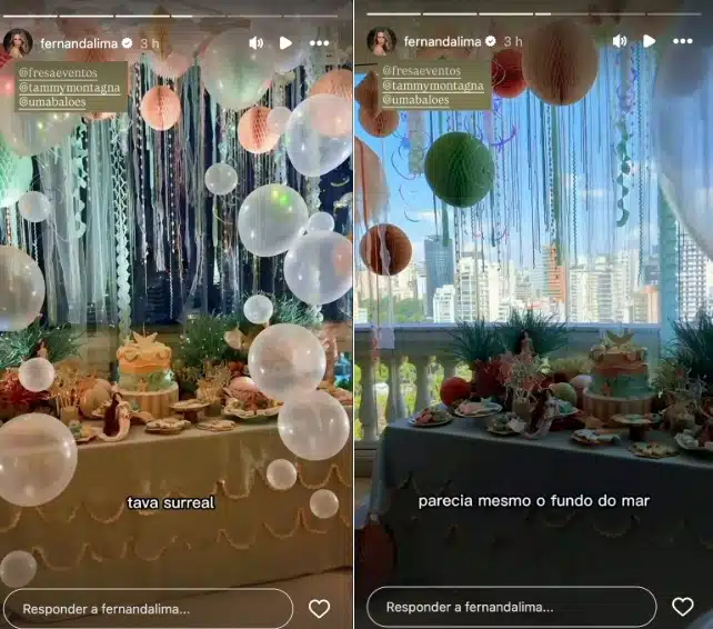 Fernanda Lima mostra detalhes da linda decoração da festa de aniversário da filha e encanta