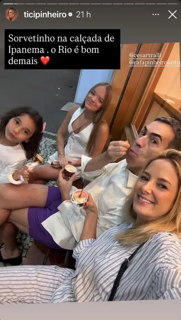 Ticiane Pinheiro mostra a família reunida passeando por Ipanema