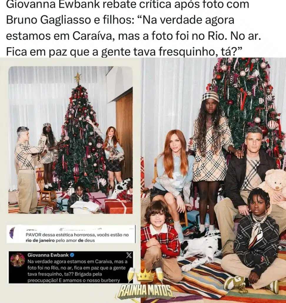 Gio respondeu críticas sobre ensaio com Bruno Gagliasso e os filhos