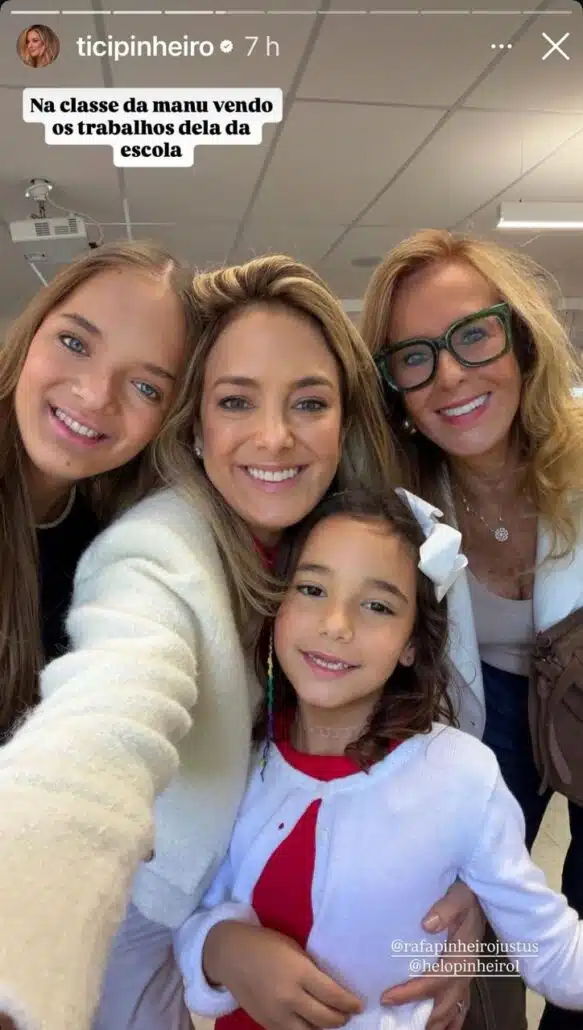 Ticiane, ex de Roberto Justus, acompanha evento na escola da filha mais nova