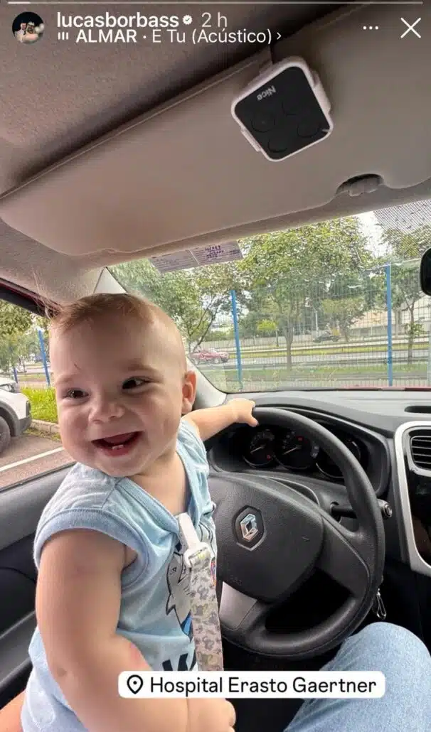 Arthur, bebê de Isabel Veloso, foi ao hospital em que ela está