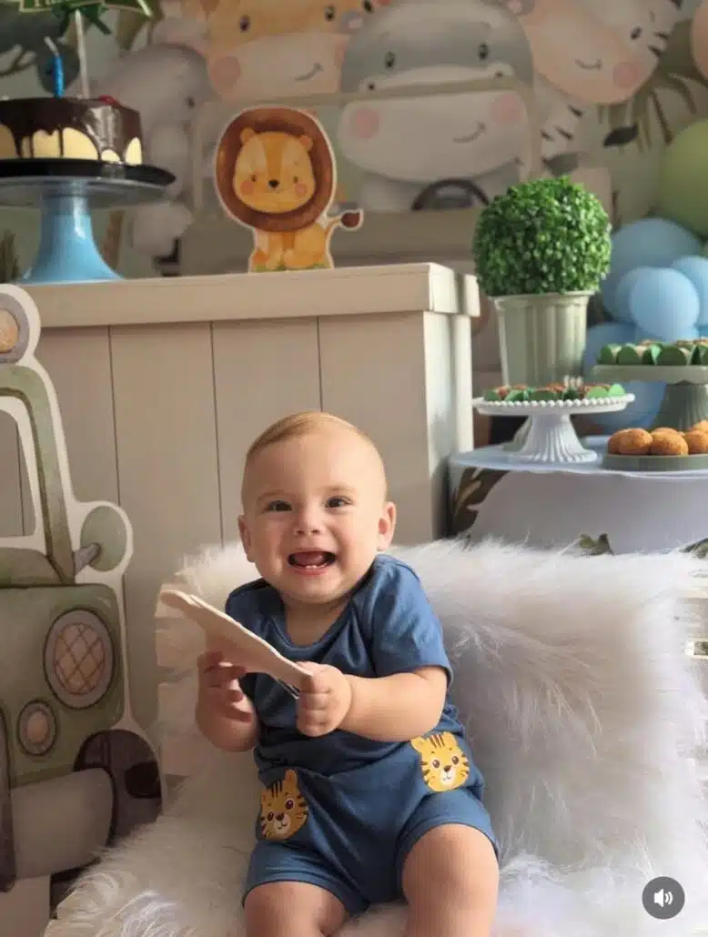 Arthur, bebê de Isabel Veloso, em sua festa de 1 ano