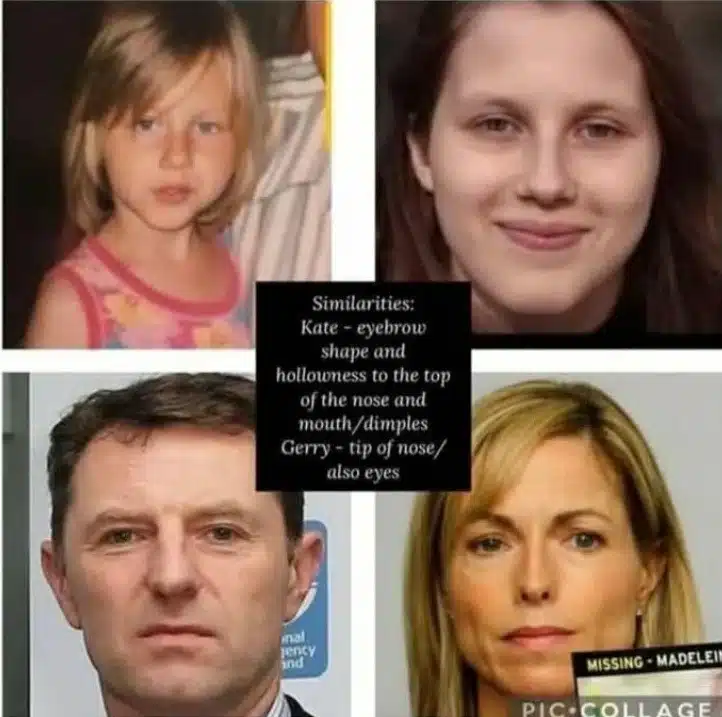 Julia Wandelt comparando fotos suas com os pais de Madeleine McCann