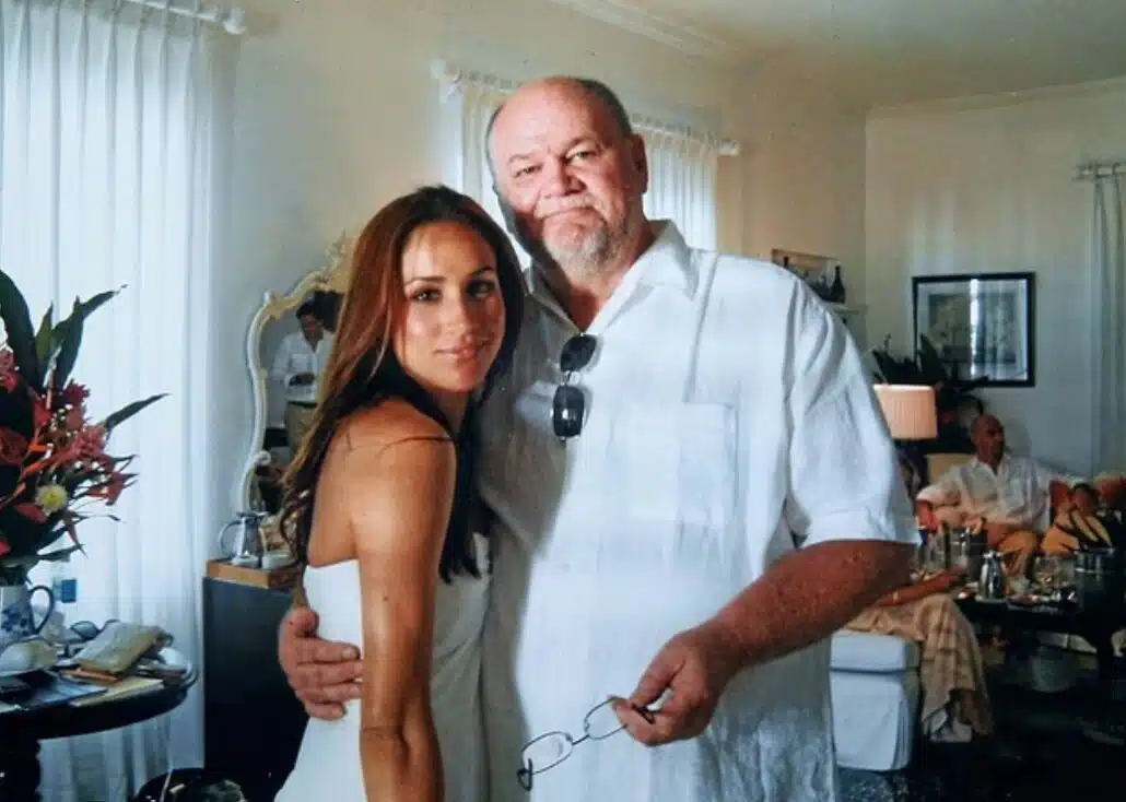 Meghan Markle com o pai antes de deixarem de se falar