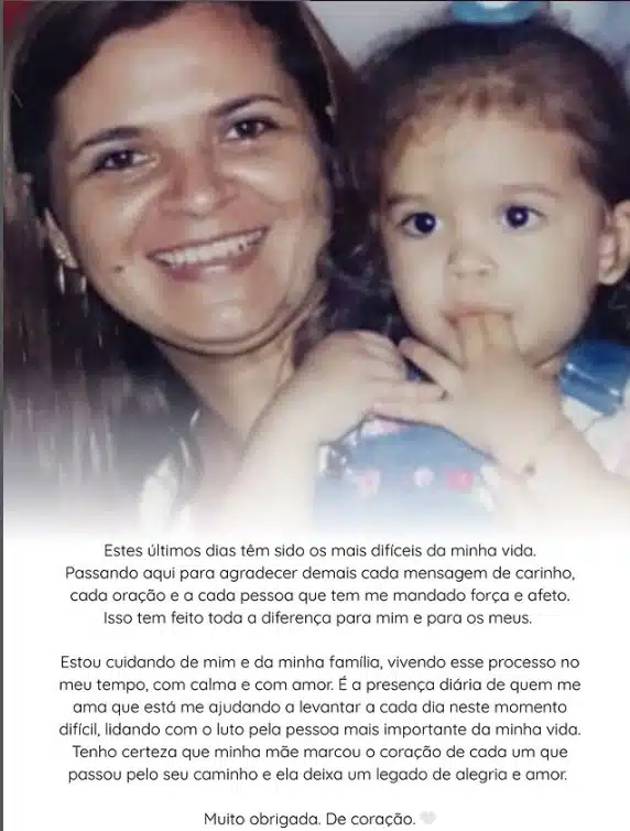 Mel Maia falou após a partida de sua mãe