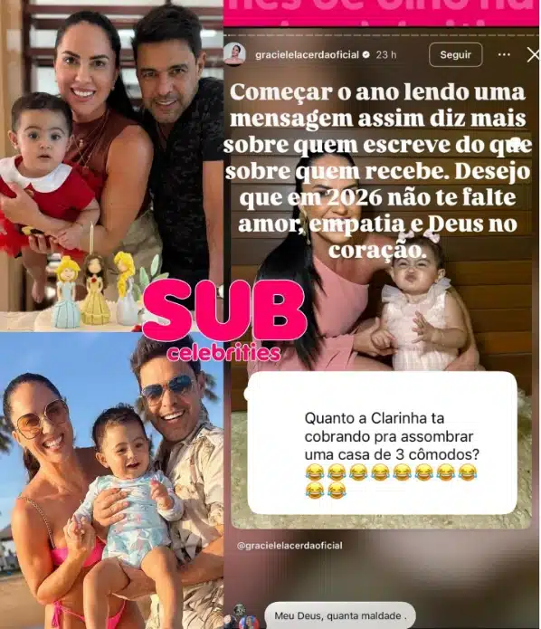 Graciele Lacerda responde críticas sobre aparência de sua filha e surpreende