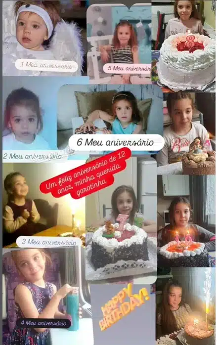 Gabriella Gaspar exibindo os aniversários da filha