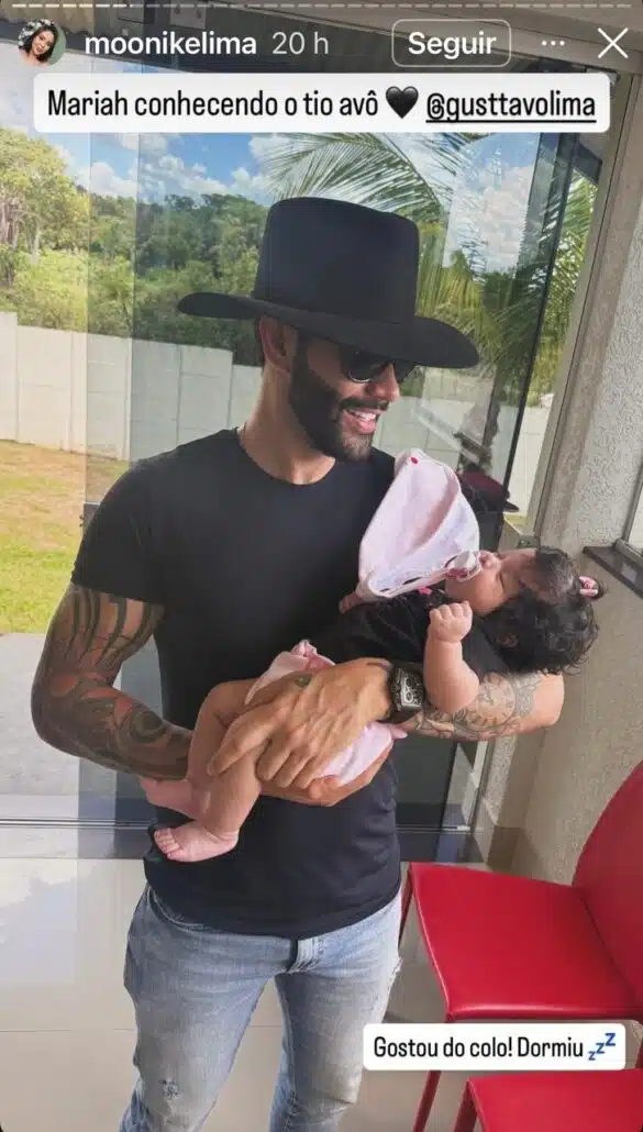 Gusttavo Lima posa com sua sobrinha neta, Mariah