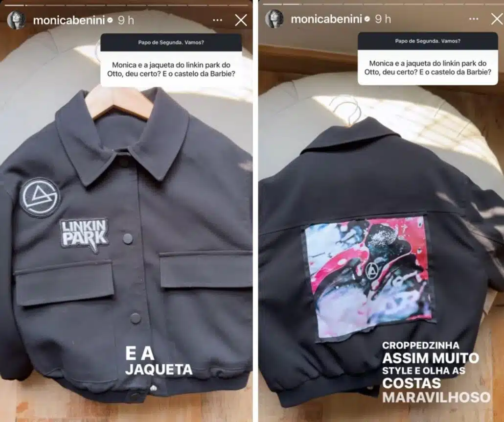 O primogênito de Monica e Junior quis uma jaqueta de uma banda de rock