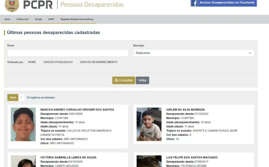 Menino não está na lista oficial dos desaparecidos da cidade