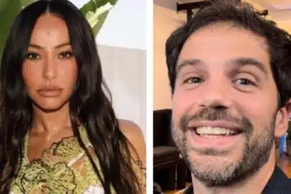 Sabrina Sato e Duda Nagle surgem com a filha no aeroporto