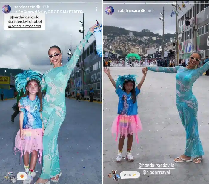 Sabrina Sato posa com Zoe em estreia na Sapucaí e impressiona