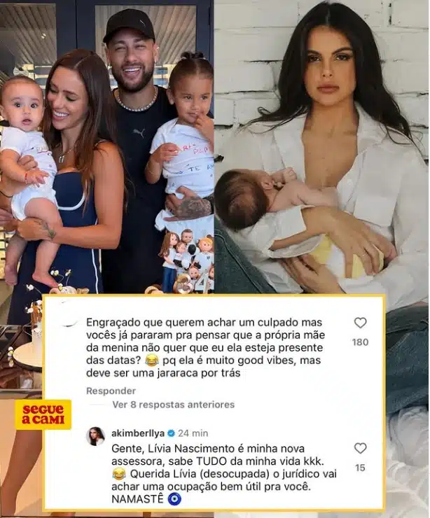 Amanda Kimberlly falando da ausência da filha na festa de Neymar