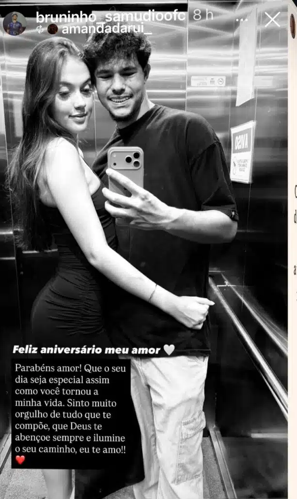 Bruninho Samudio com a namorada. / Reprodução Arquivo Pessoal