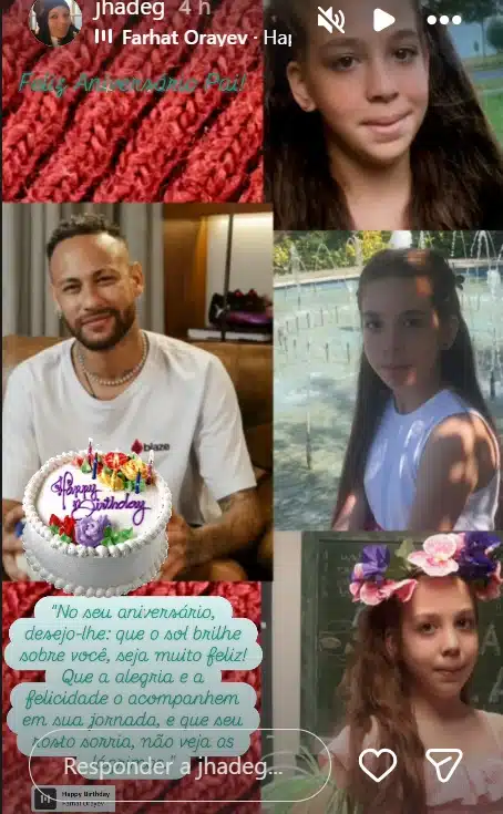 Gabriella Gaspar comemorando aniversario de Neymar