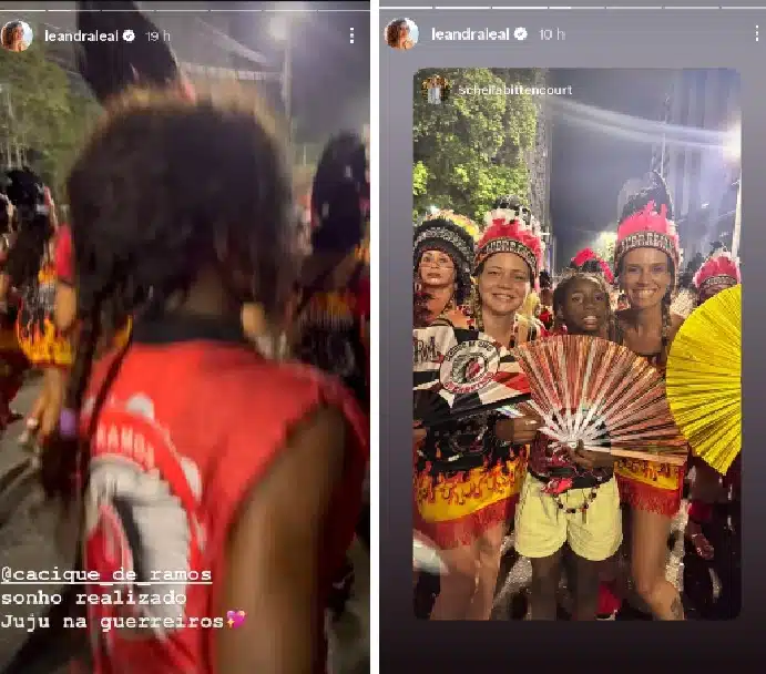 Leandra Leal desfila com a filha em bloco de Carnaval/Reprodução Instagram