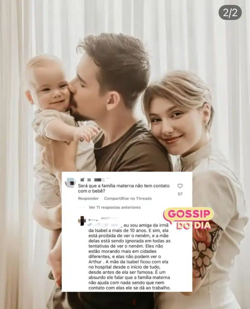 Um comentário na internet ligou ao alerta para possíveis desavenças entre Lucas Borbas e os pais de Isabel Veloso