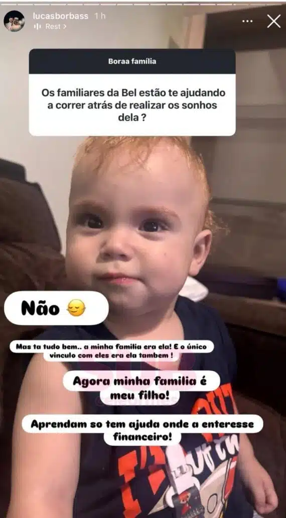 Lucas Borbas falou sobre a família de Isabel Veloso e fez uma crítica