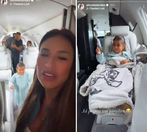 Simone Mendes revela a filha no seu jatinho após reforma e encanta