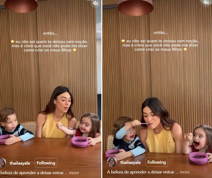 Thaila Ayla rebate de forma divertida críticas sobre a criação dos filhos