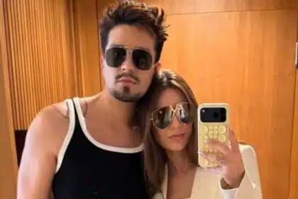 Luan Santana e Jade mostram a bebê subindo as escadas