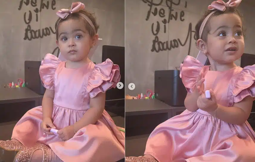 Graciele Lacerda mostra filha com Zezé visitando o trabalho do pai