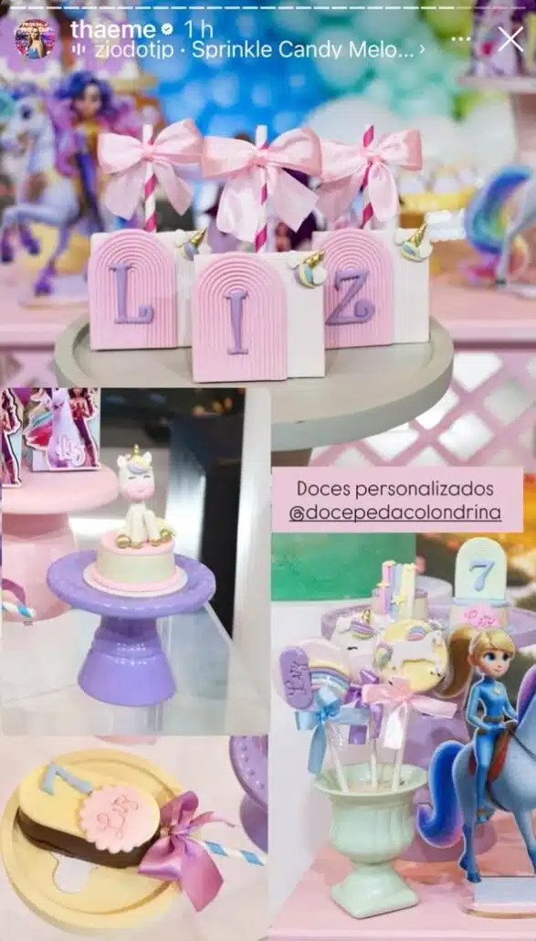 A filha de Thaeme quis uma festa de unicórnios
