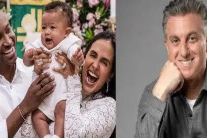 Thiaguinho exibe encontro do seu bebê com Carol Peixinho nos braços de Luciano Huck